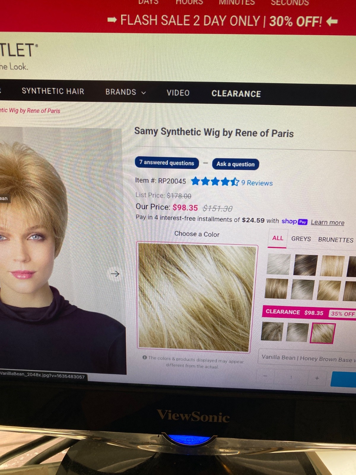 Rene of Paris: Wig – Ash Blond. Comes with stand brush and wig shampoo. (Boxed)