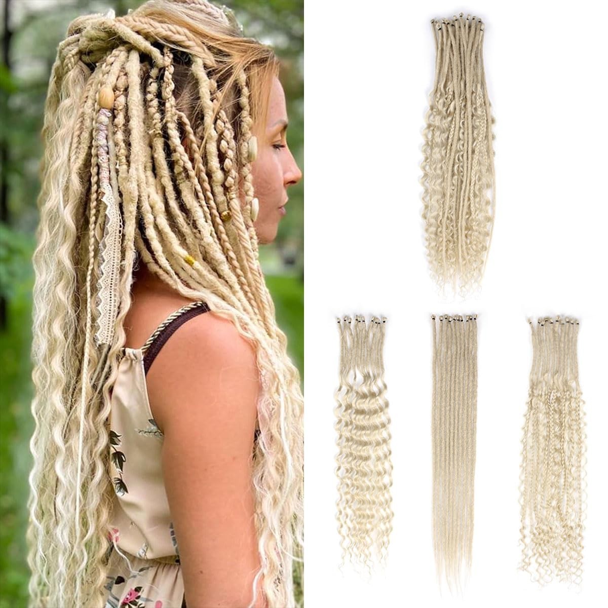 Blonde 24in Dreadlock Extensions – 30pcs Mixed Styles for Effortless Chic