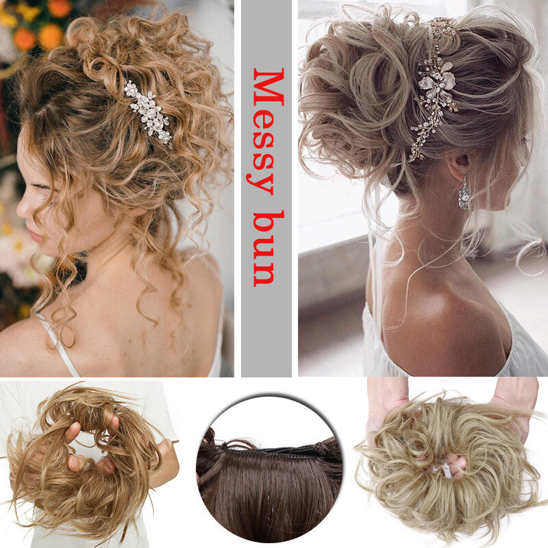 X-LARGE THICK Messy Bun Hair Piece Scrunchie Curly Wrap Hair Extensions as Human