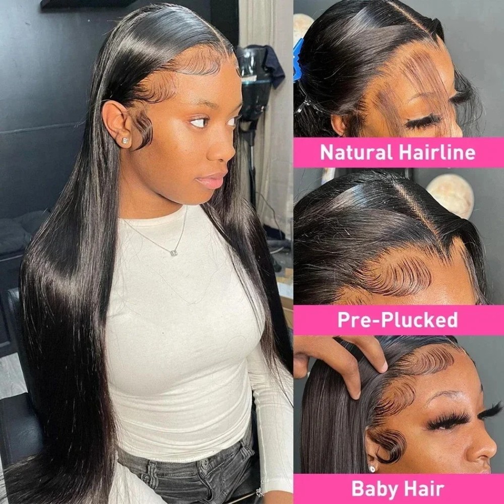 Bone Straight HD Lace Front Wig – 13×6/13×4/360 Brazilian Human Hair 250 Density