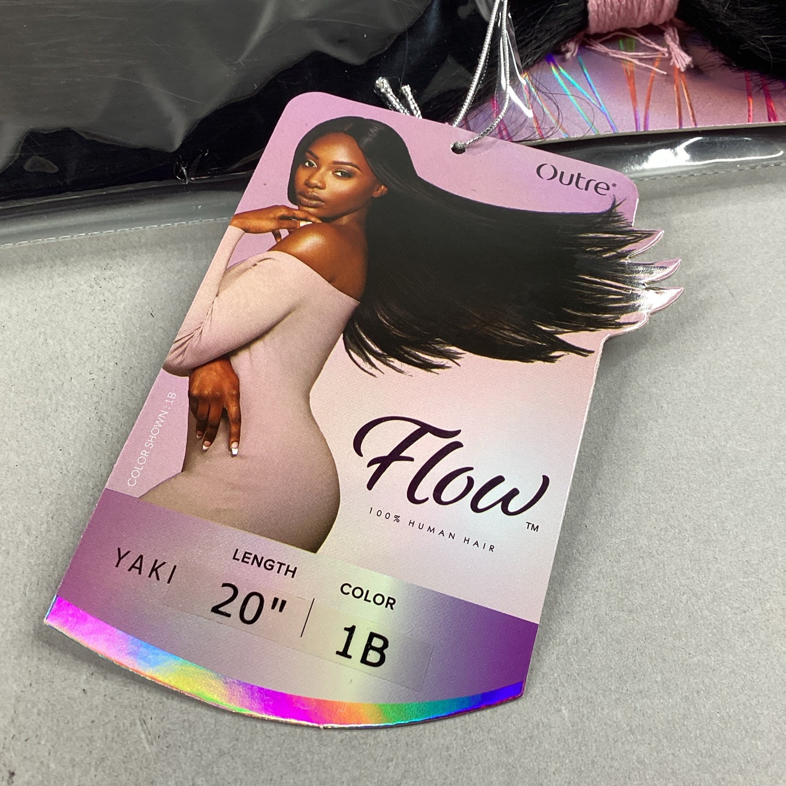 20″ Flow #1B Off Black Yaki Straight 100% Human Hair Extensions