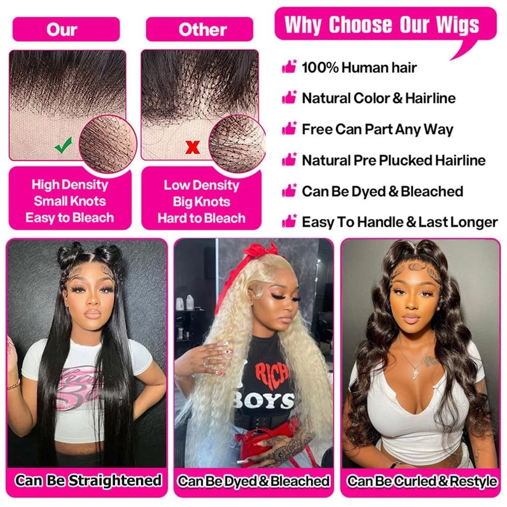 Leximi 200 Density 13X6 28 Inch Lace Front Wigs Human Hair Pre Plucked Curly