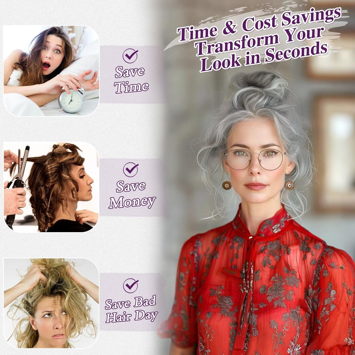Soft Gray Salt and Pepper Bun – Human Hair Extension