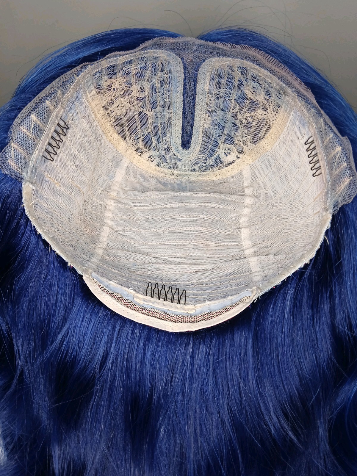 100% Human Hair Wig T-Part With Custom Vibrant Blue Color And Layers
