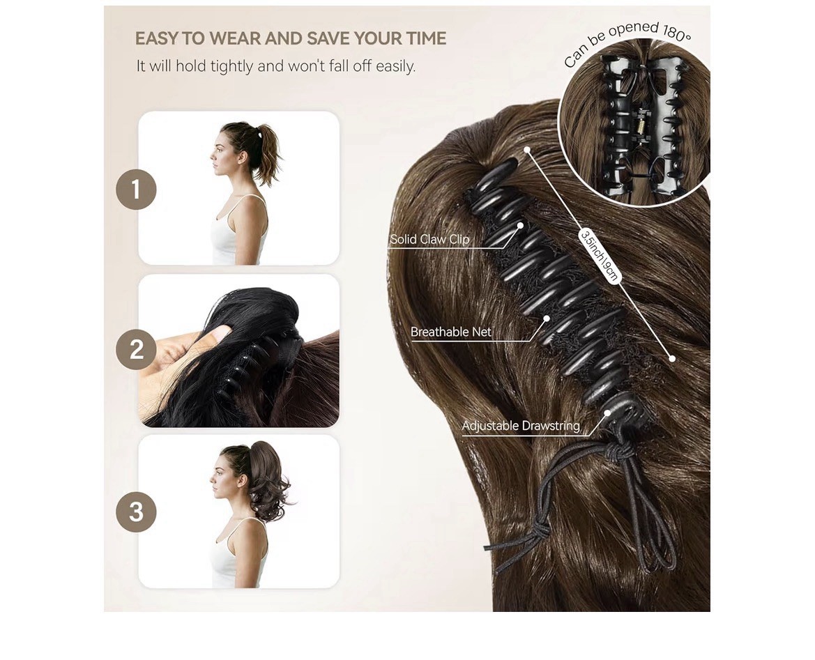 Brown Synthetic Clip In Ponytail For Women – 14 Inch Curly Ponytail Extension