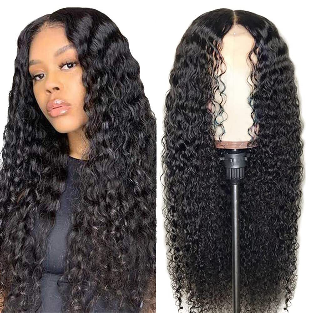 Human Hair Lace Front Wig Womens Brazilian Human Long Curly Wavy Hair Wigs 18″