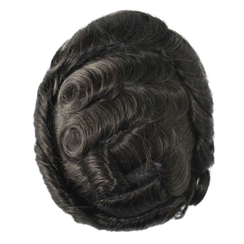 Mens Hair Toupee Full French Lace Human Hair Replacement System 130% Density8x10