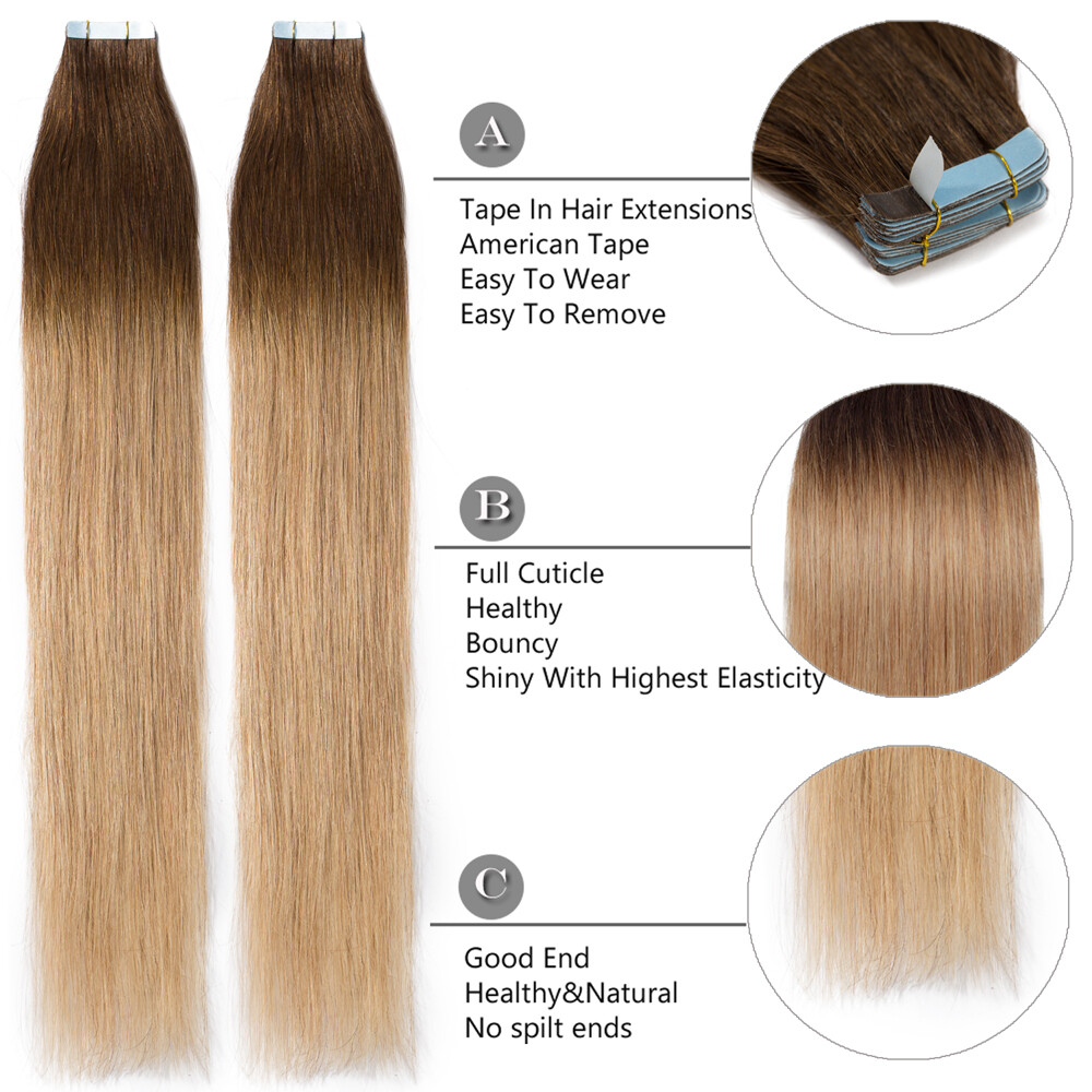 150g Seamless Tape In Skin Weft 100% Remy Human Hair Extensions Women Clearance