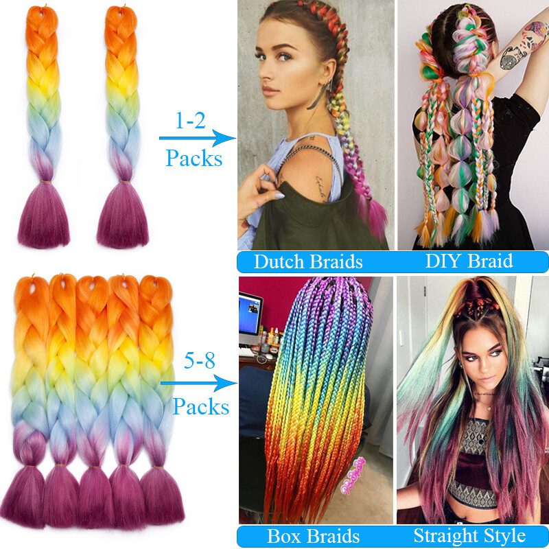 Ombre Highlight Jumbo Braiding Hair Extensions Weaving Hair Multi-color 24″ PINK