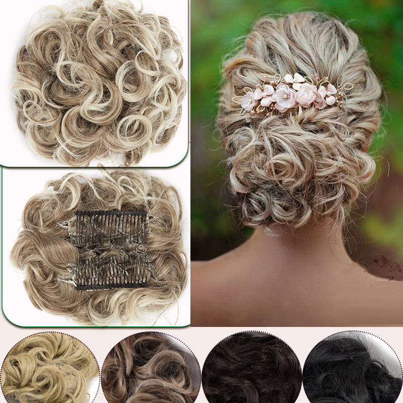 Thick As Human Messy Bun Clip Hair Extensions Curly Scrunchie Updo Chignon Combs