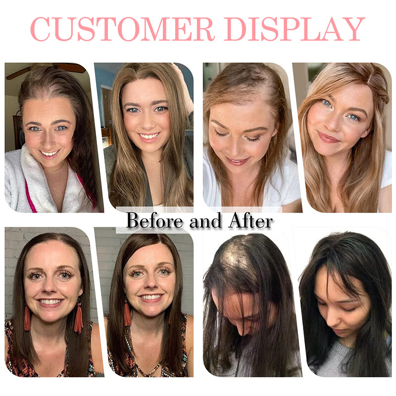 100% Remy Human Hair Extensions Clip In Silk Base Hairpiece Topper Free Part