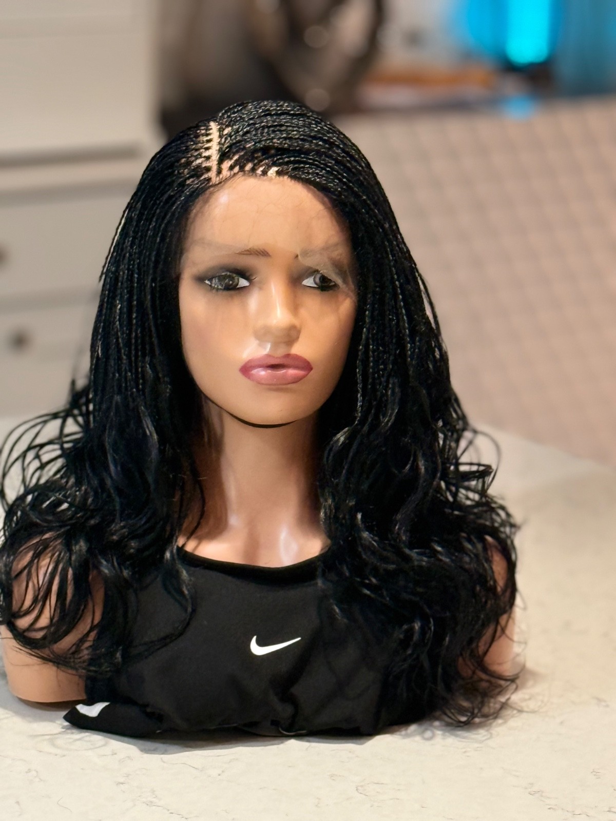 Braided French curls wig. Three tone wavy wig. Made on a full lace wig. 18”long.