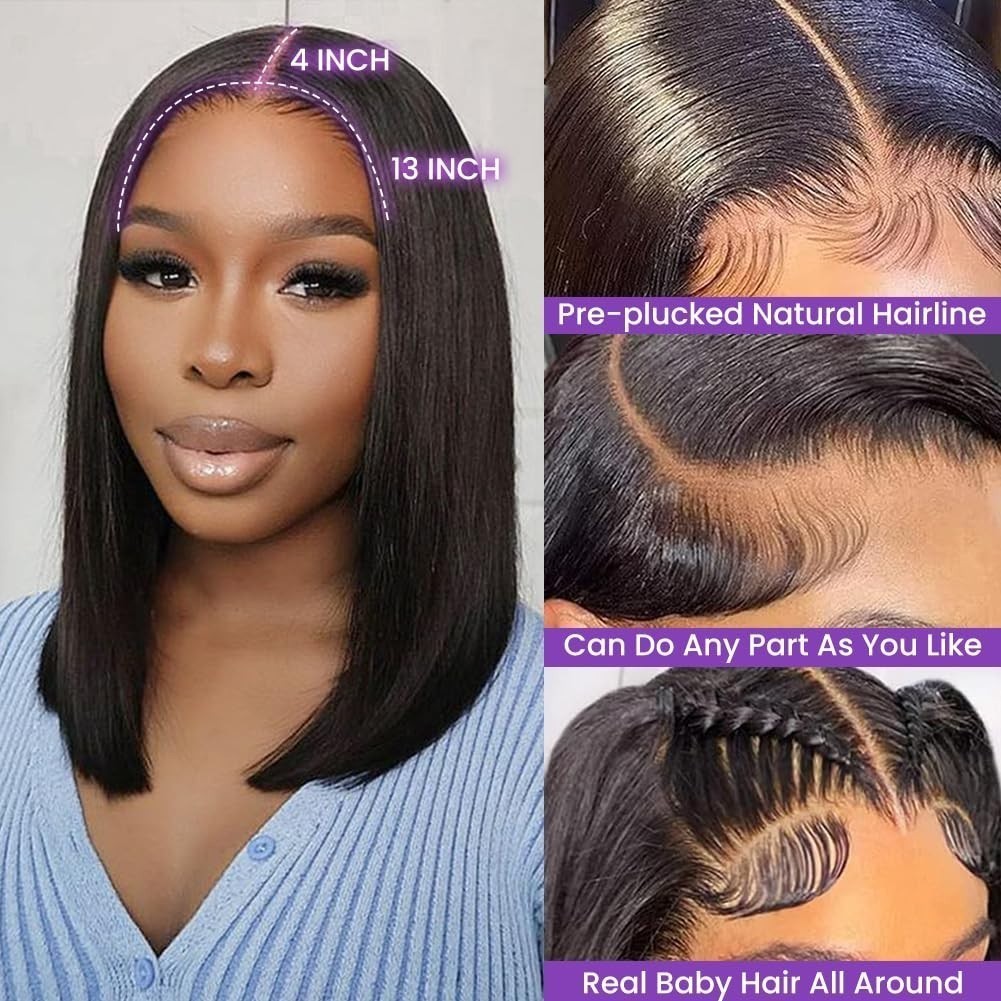 Body Short Bob HD Front Wig Hair Wigs Beauty Transparent Wig Gift Synthetic Hair