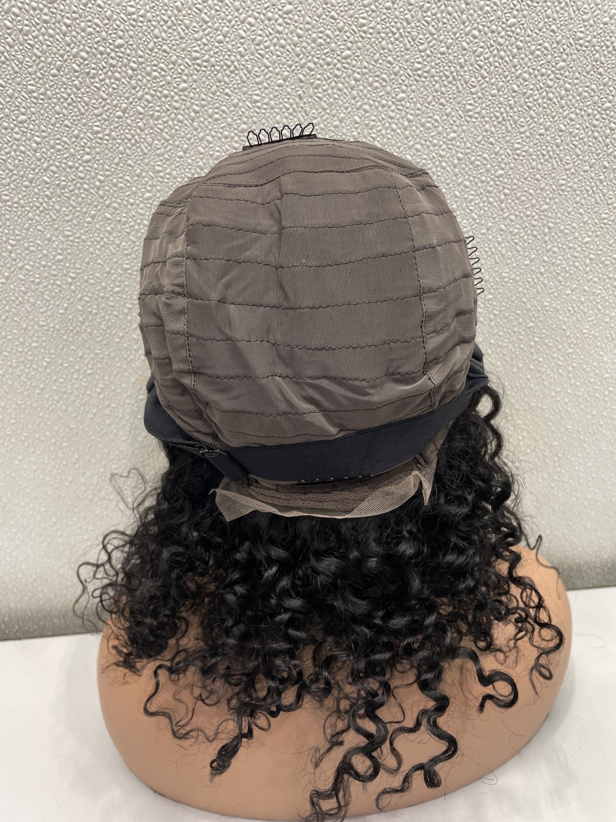 Natural Black Curly Human Hair Blend 13×4 Lace Front Glueless Wig, 16″