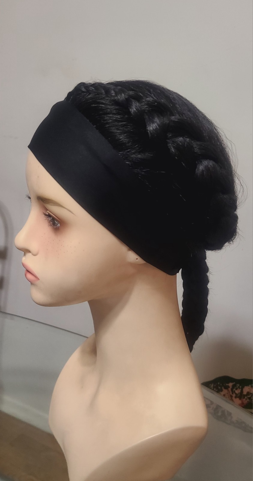 2 Cornrows Black Headband Wig ,18 Inch Yaki Straight,kinky Afro.