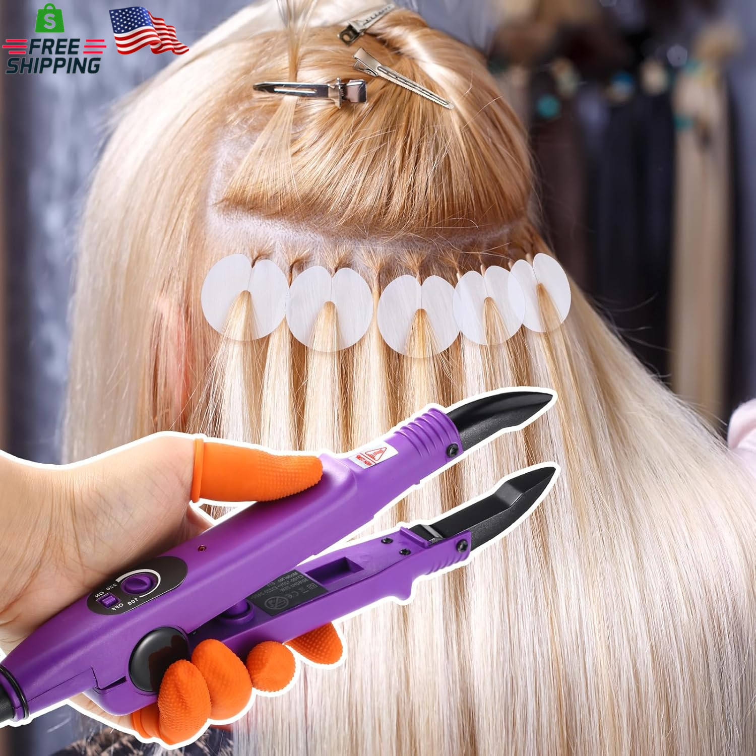 Lothee Fusion Hair Extension Heat Iron with Keratin Beads, Fusion Glue Protector