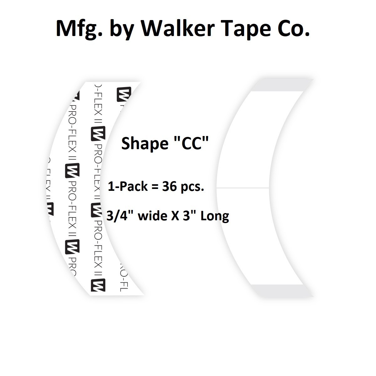 Pro-Flex II – CC shape Contour, 36pc/Bag Walker Tape Co