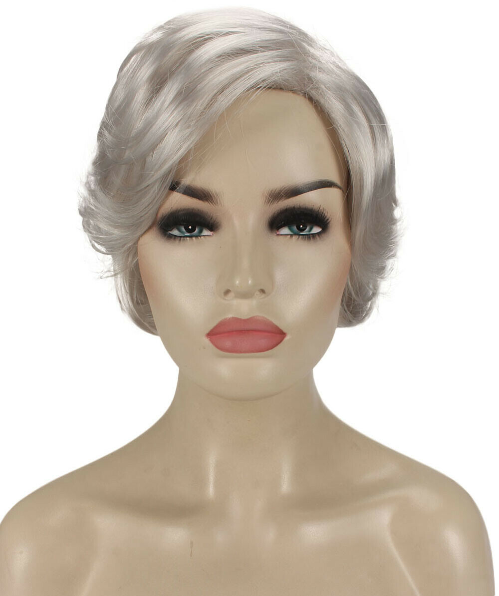 Lana – Straight Kanekalon Synthetic Fiber Full Wig, 3.25 – 6.5 in, Silver Grey