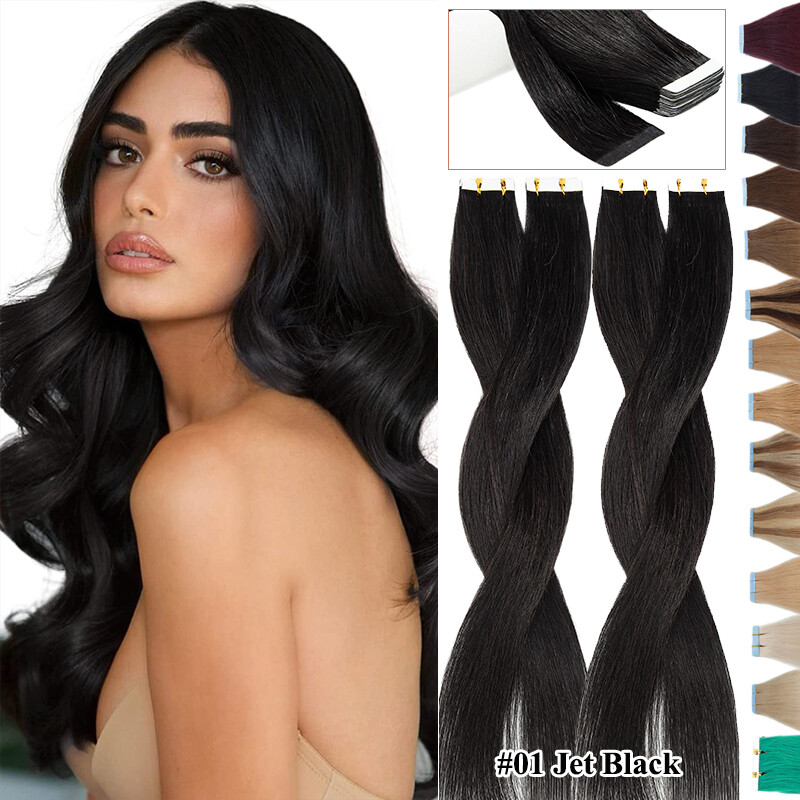 Real Human Hair Extensions Tape In Invisible Skin Weft Hairpiece Real Remy Piece