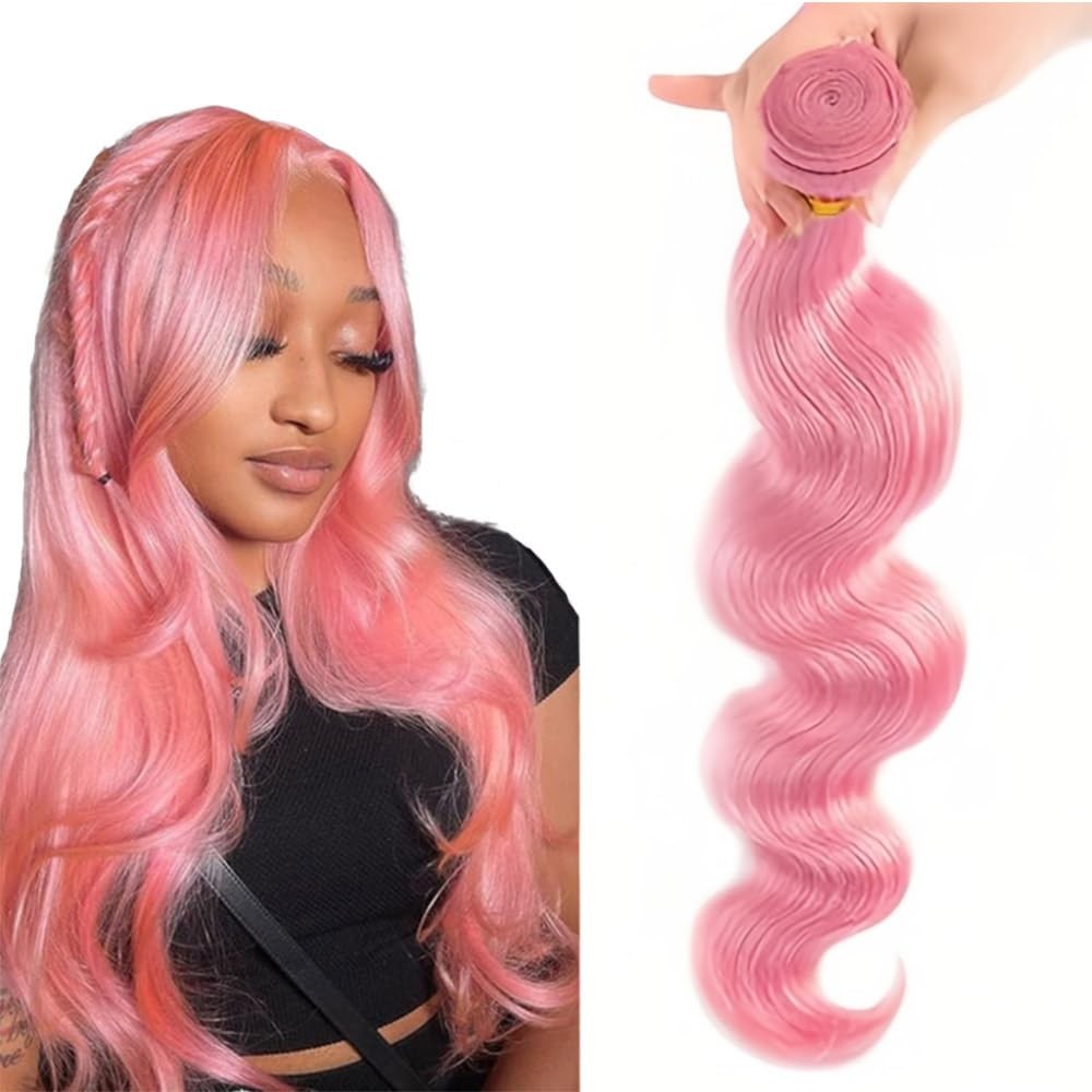 Pink Bundles Human Hair Body Wave Human Hair Bundles 16 Inch Brazilian Virgin…