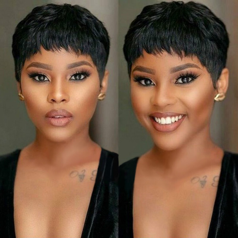 Pixie Human Hair Black Short Cuts Wigs Brazilian Women Hairstyles Natural Wigs