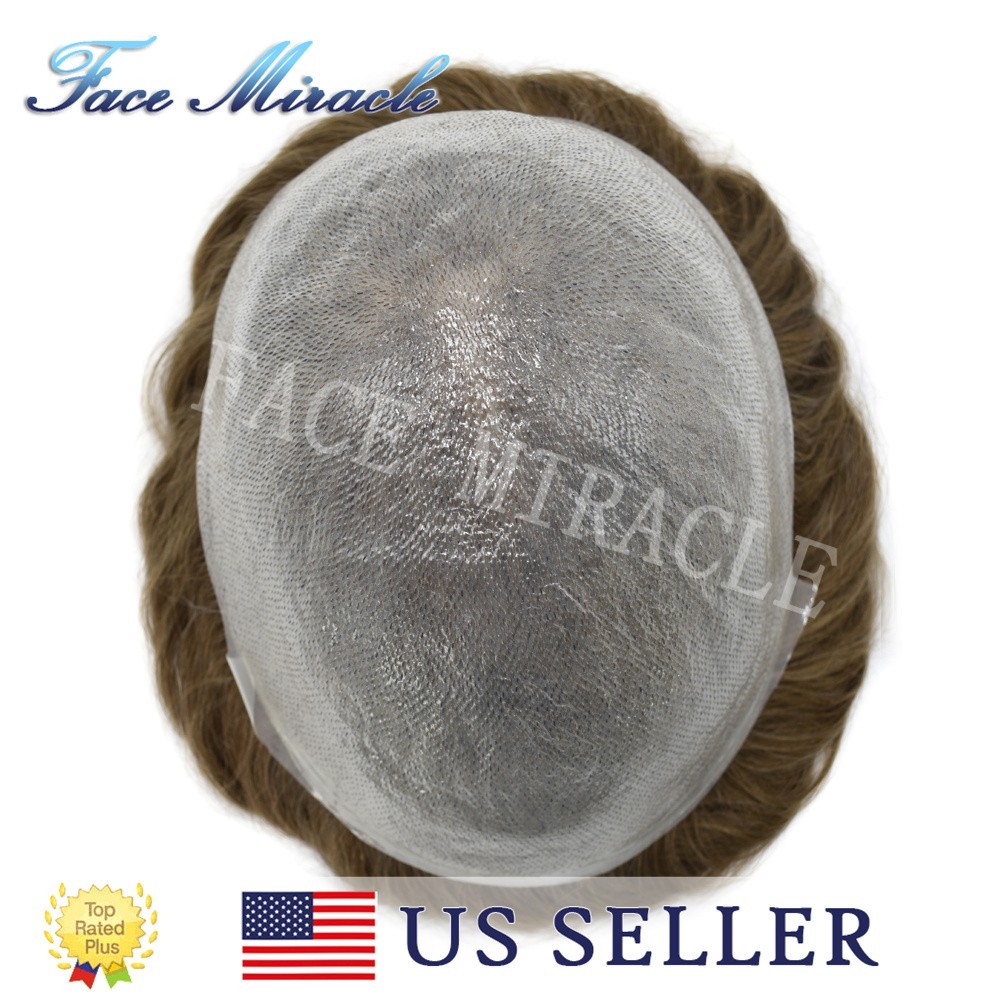 Super Thin Skin Mens Hairpieces Indian Human Hair Replacement System V-Looped PU