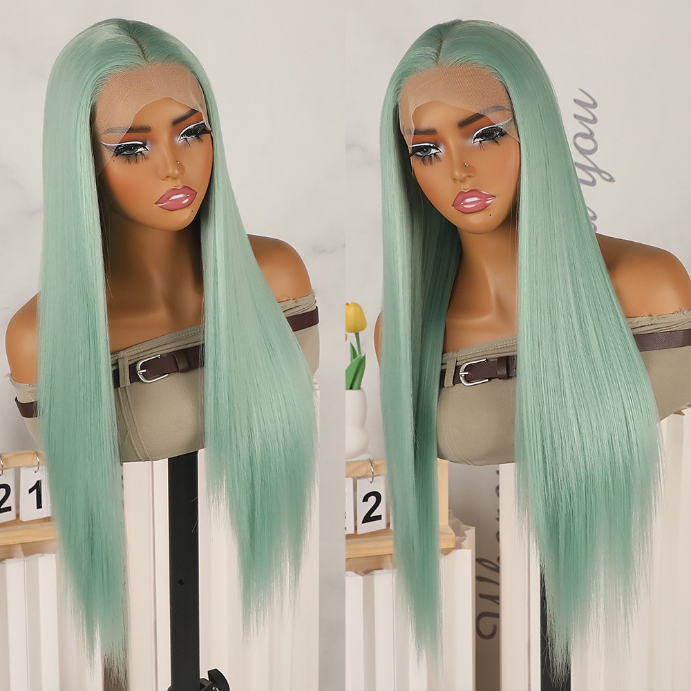 Light Green Long Straight Hair 13×4 Lace Front Wigs Pre Plucked Natural Hairline
