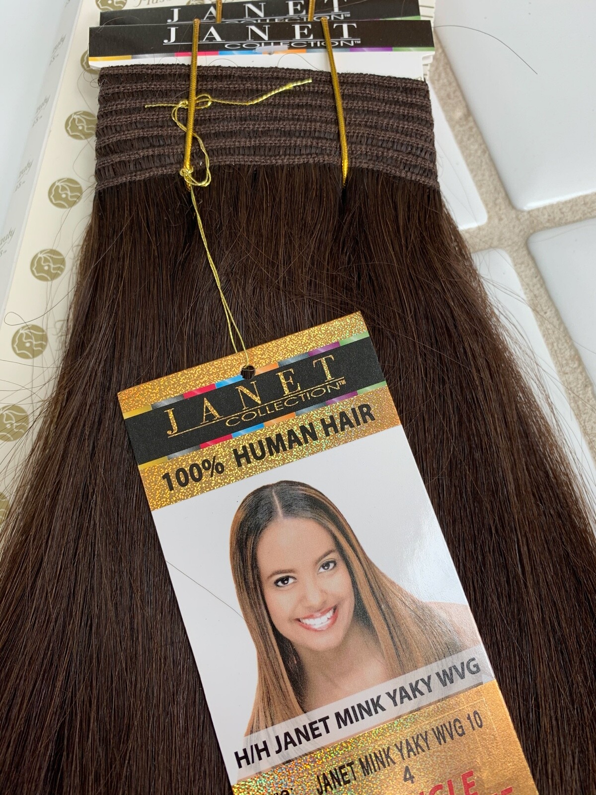 Janet Mink Yaky 100% Human Hair Weave. Color 1, 1B, 2, 4. Length 10″ , 12″