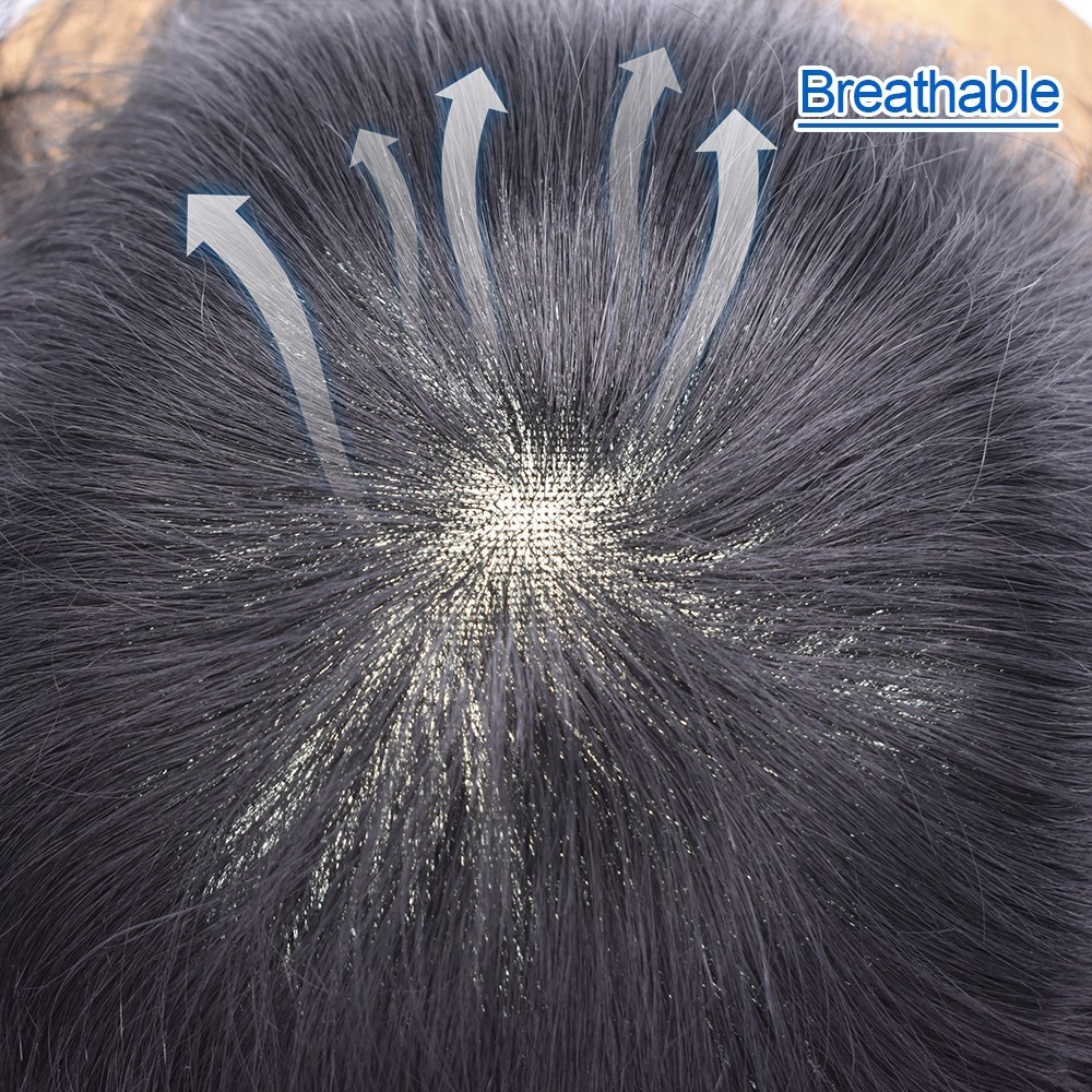 Mens Toupee Hair System Replacement French Lace Mens Hairpiece Skin Wig for Men