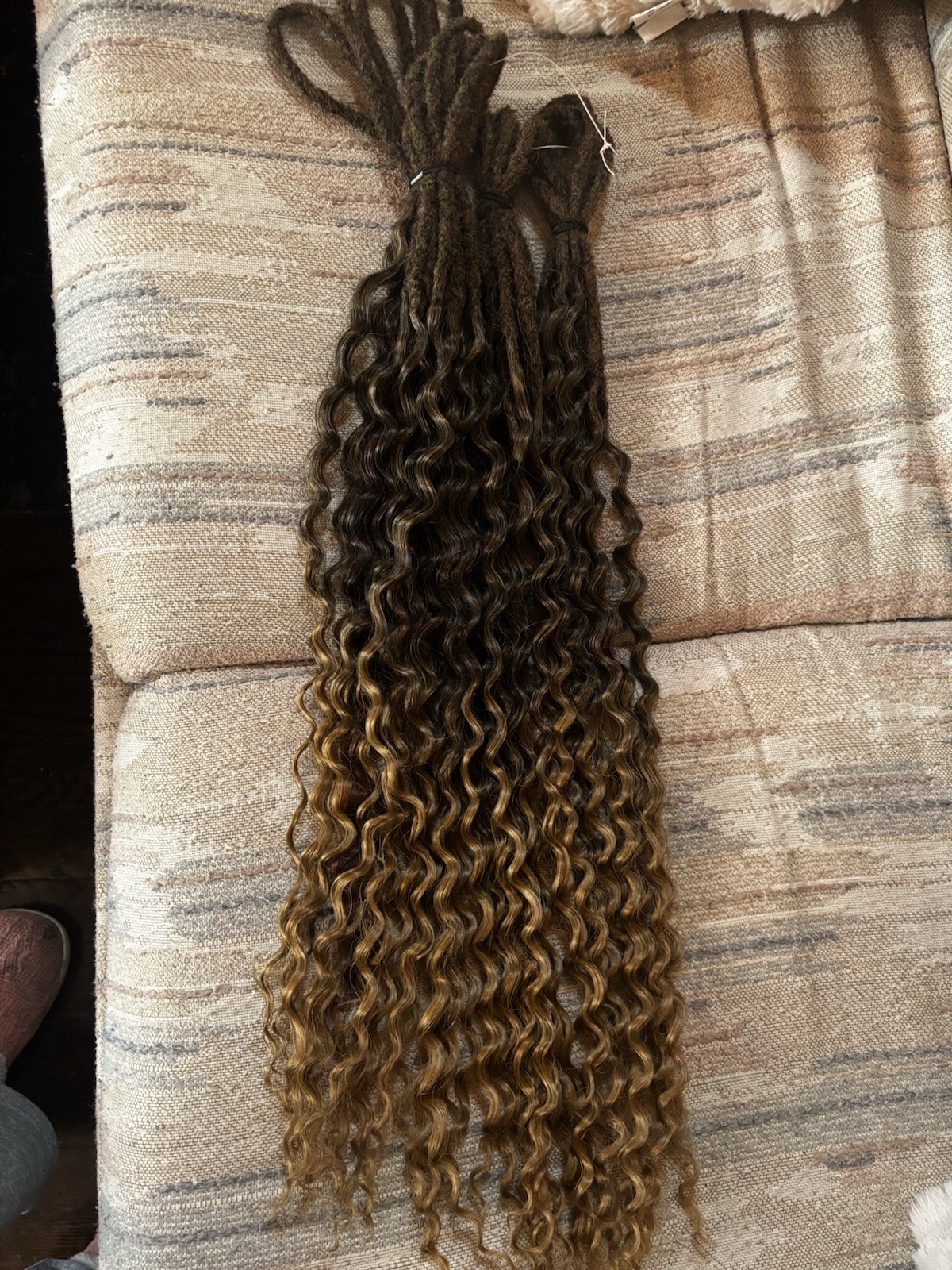 Ombre Brown Curly DE Hair dreadlocks and Dark Brown Women Adult DE dreadlocks.