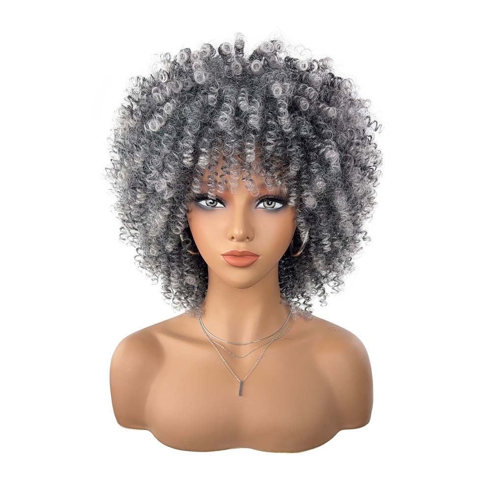 Multi-color Fluffy Natural Afro Kinky Curly High Temperature Synthetic Wig for