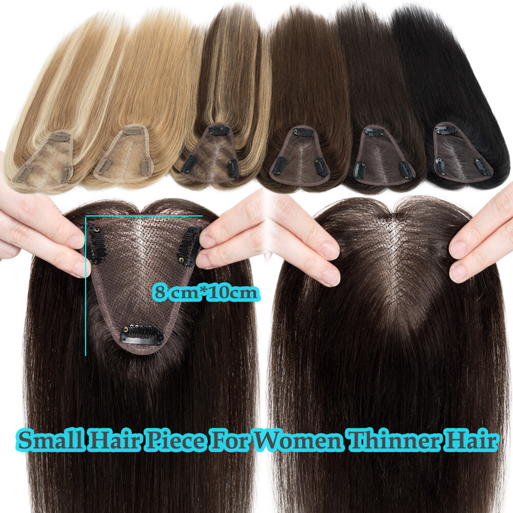 13*15 Large Human Hair Topper Hairpiece Clip In Women Hair Loss Top Piece BANGS