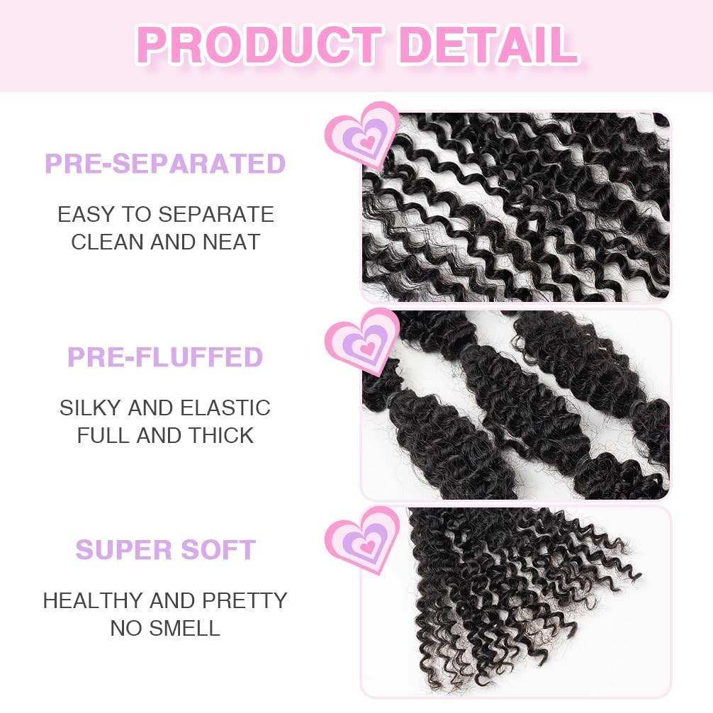QVR Kinky Curly 3C Bulk Human Hair Spring Twist Extensions 22in Natural Black