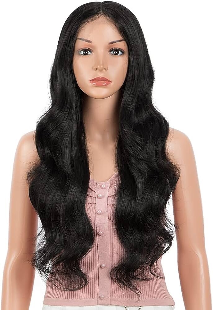 Joedir 26″ Big Curly Wavy Lace Front 1.5″x4.5″ Deep Parting HD Lace Wig 1B Black