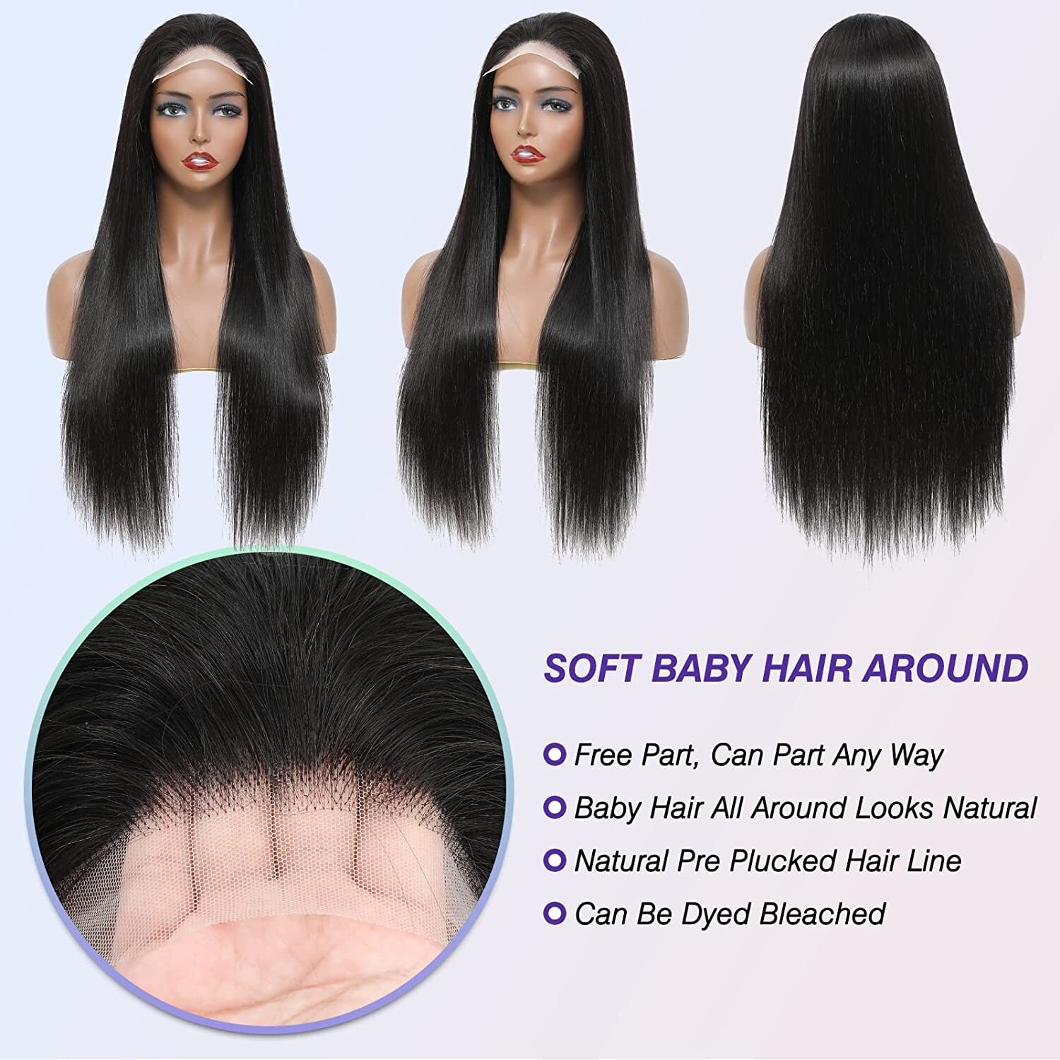 5*5 Lace Wear and Go Glueless Wig Straight unprocessed 100 Human Hair black