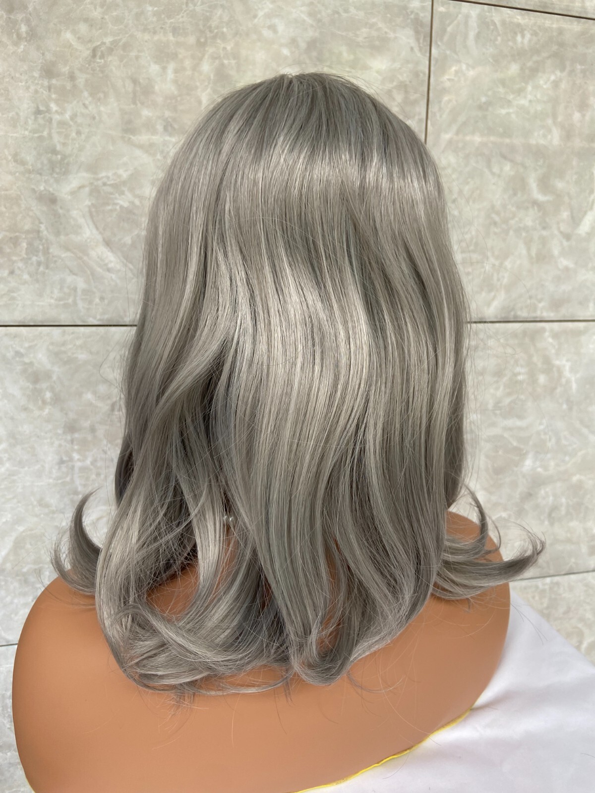 Salt and Pepper Hair Long Natural Straight Synthetic Women Wig 18 Inches Soft