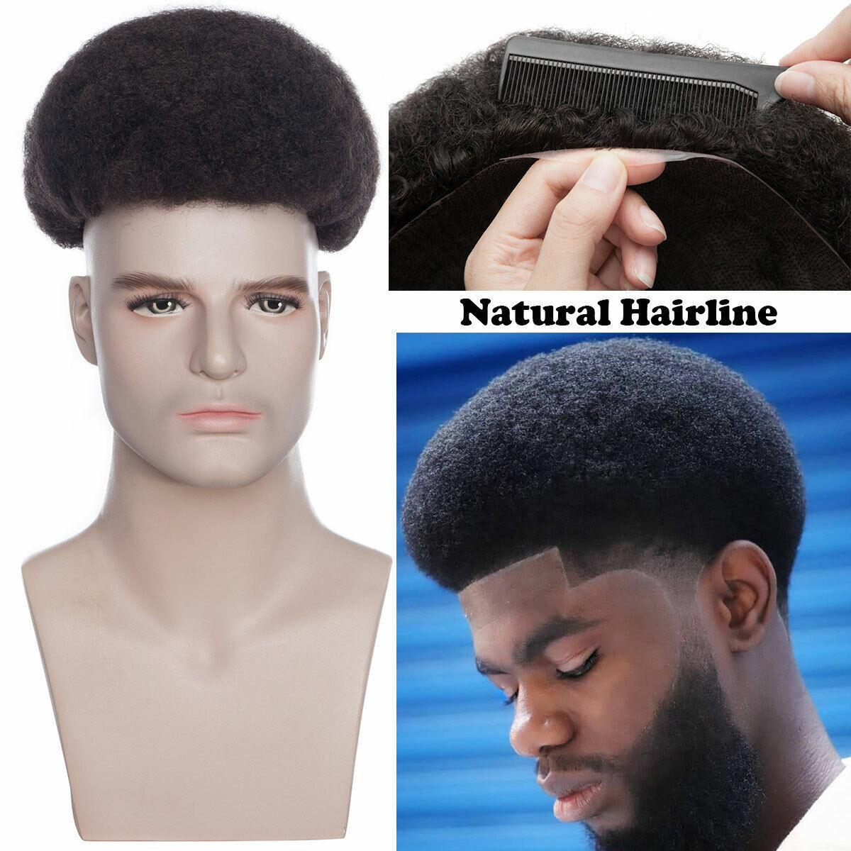 Mens Natural 100% Remy Human Hair Topper Toupee Hairpiece Super Thin Toupee Wigs