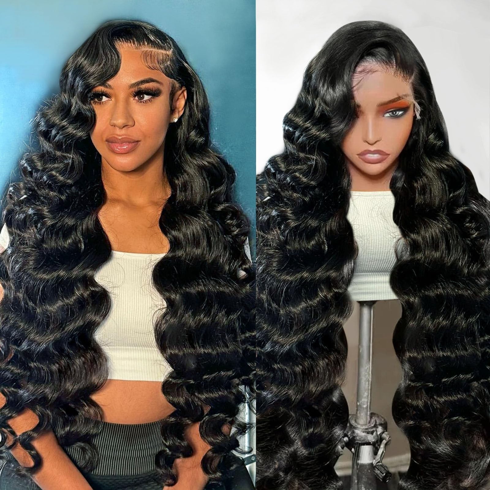 40″ 13×6 Body Wave Lace Front Wig, 250% Density, HD Glueless, Pre-Plucked, Natur