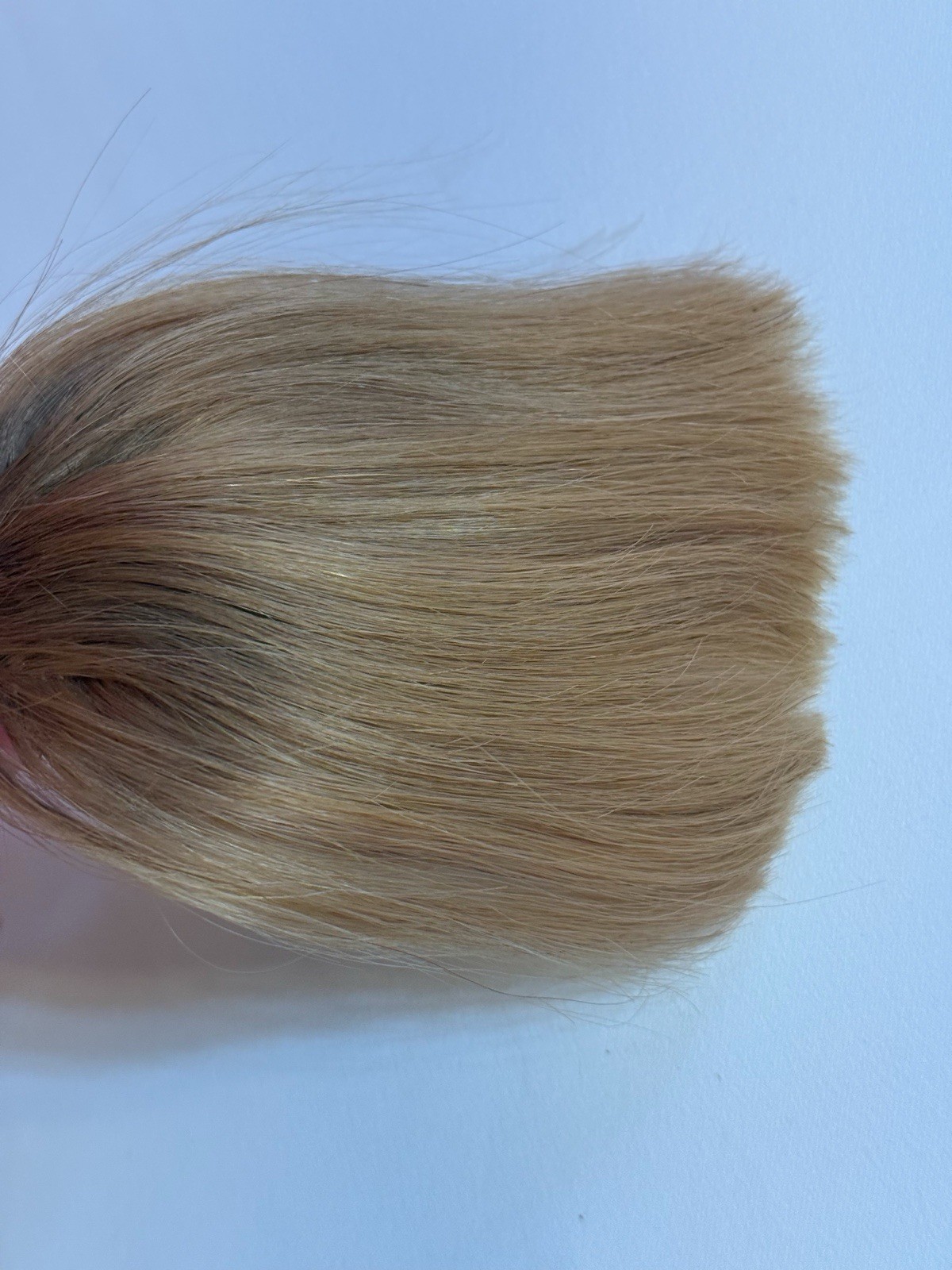 5” Human Hair Thick Bangs Clip In Golden Blonde Darker Roots Base 2.5”x1.5”