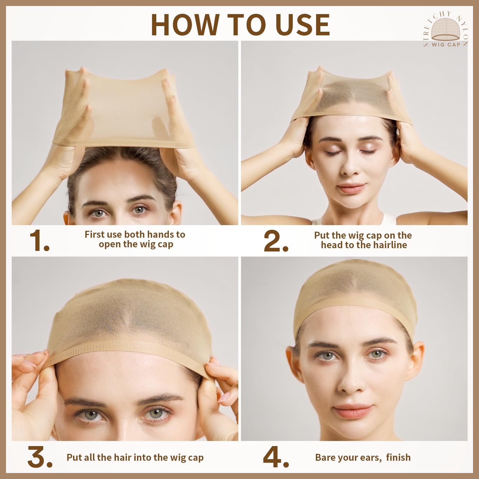 Teenitor Wig Cap, 20pcs Stocking Caps for Wigs, Tan Cap One Size, Beige