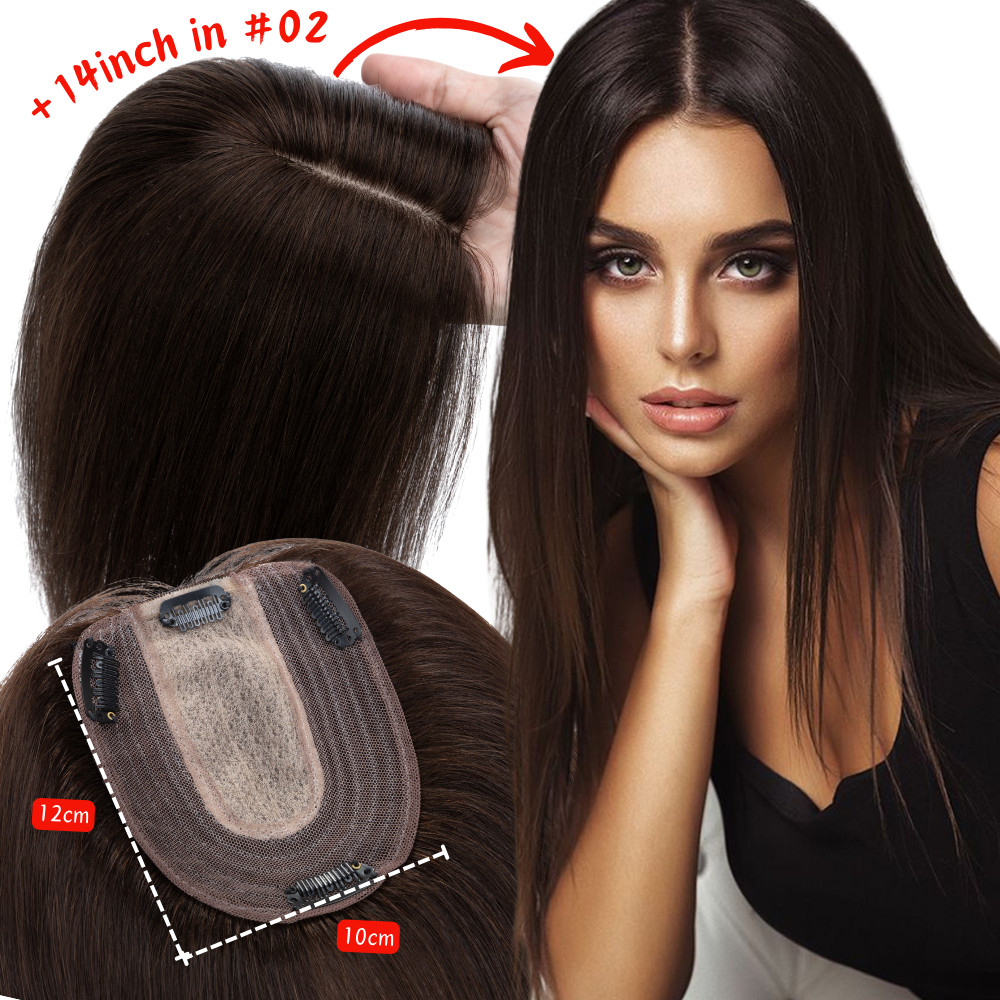 CLEARANCE Hairpiece Clip In Silk Base 8*10CM 100% Remy Human Hair Topper Toupee