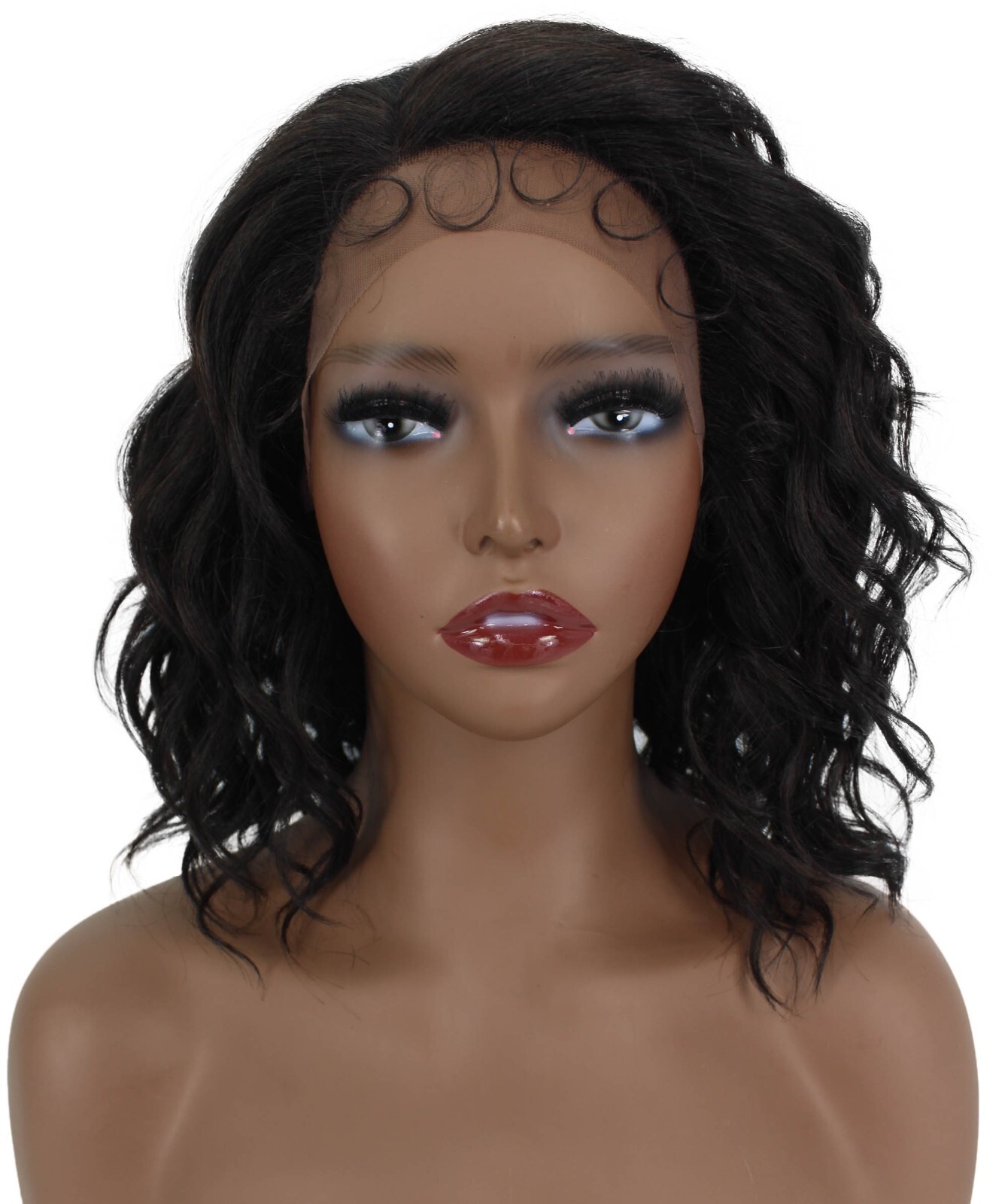 LUXLUXE Khadija 14″ Layered Wavy 3.25″ L Side Parting HD Lace Front Wig,BL-0168