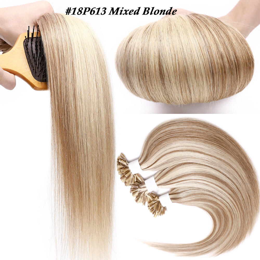 100G Thick U Tip Nail Tip Extensions Pre Bonded Keratin Human Hair Extensions US