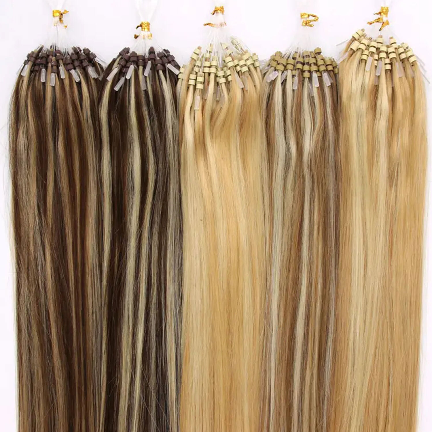 THICK 100% Russian Remy Human Hair Extensions Micro Loop Nano Ring Bead Balayage