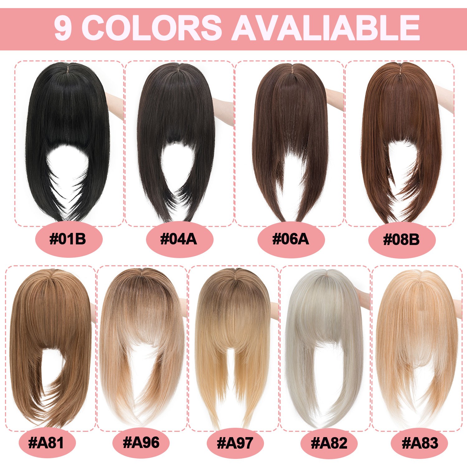 18″ Free Part Women Topper Real As Human Hair Top Toupee Piece Clip in Hairpiece