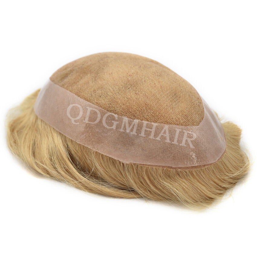 French Lace Mens Toupee Hairpiece Poly Skin PU Around Hair Replacement System US