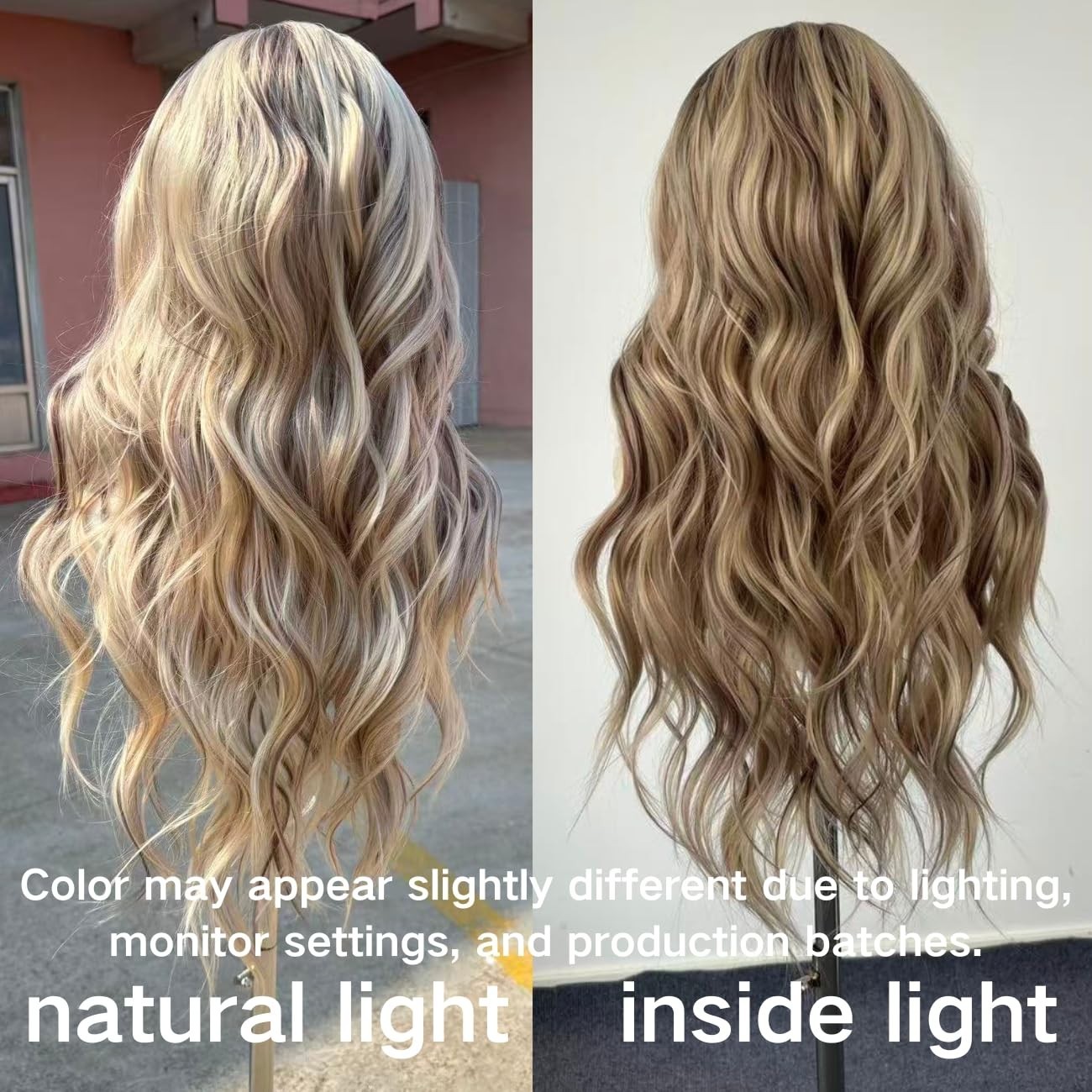 Share Ash Blonde Highlight Lace Front Wig 13×4 Glueless Wavy 24 Inch Ombre