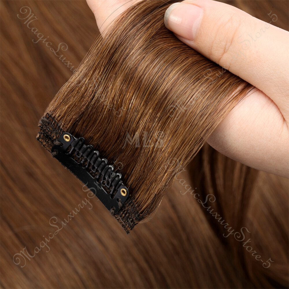 AAAAAAAA Russian 100% Human Hair Extensions Full Head Clip in Remy 8 PIECES Soft