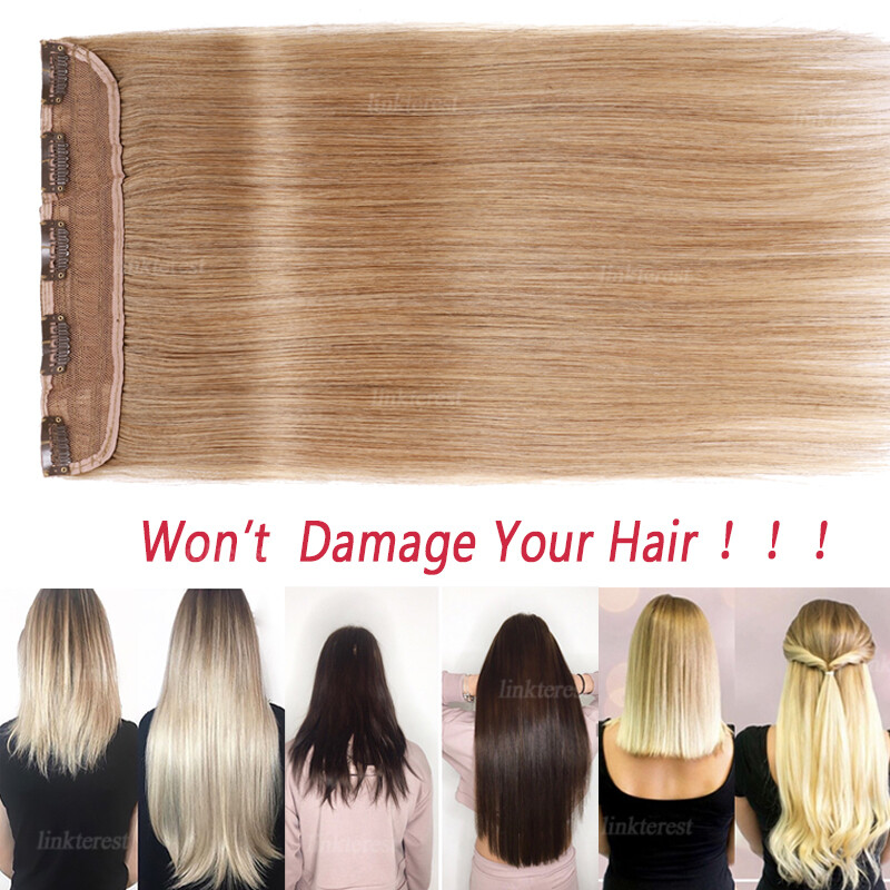 Real Remy Hair 3/4 Full head One Piece Clip in Human Hair Extensions 16in-24in