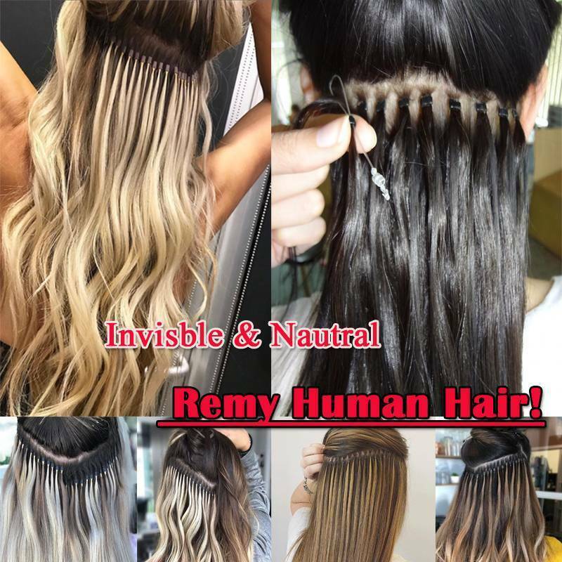 Thick 100G Easy Micro Loop Ring Remy Human Hair Extensions Beads I Tip Brown USA